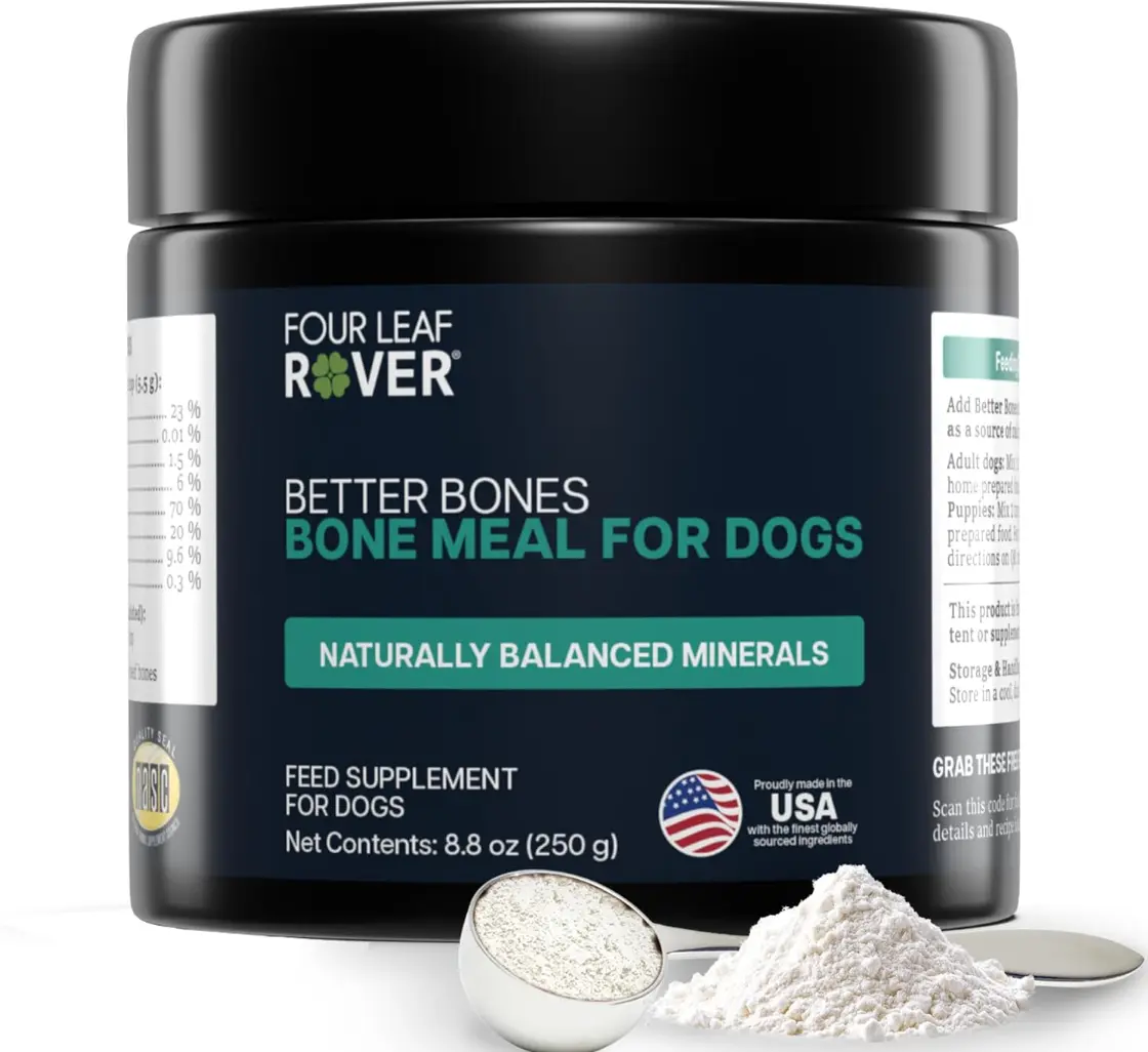 4 Leaf Rover Better Bones 8.0oz Freeze-Dried Beef Dog Treats, Natural Calcium Supplement for Strong Bones & Teeth, Hip-Joint Support