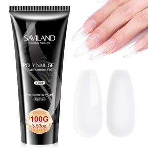 SAVILAND HEMA-Free Clear Poly Gel: 100g Large Size Nail Extension Builder Gel, Natural-Looking Strengthener for Long-Lasting, Salon-Quality Results, Ideal for Beginners & Professionals DIY at Home