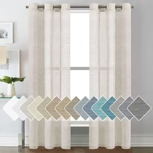 Linen Curtains Nickel Grommet Natural Linen Semi-Sheer Curtains 2 Panels Privacy Added Premium Soft Rich Material Drapes for Bedroom/Living Room - Natural : Home & Kitchen