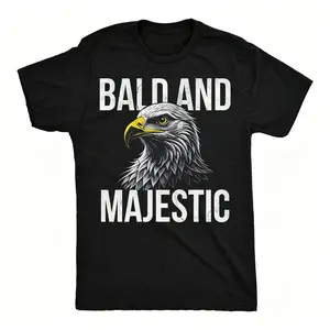 Mens Funny Cotton T-Shirt Bald and Majestic Sarcastic Eagle Graphic Novelty Tee for Men Cool Vintage Fashion T-Shirt Gift Classic Menswear Sarcastic Animal Short Sleeve Navy