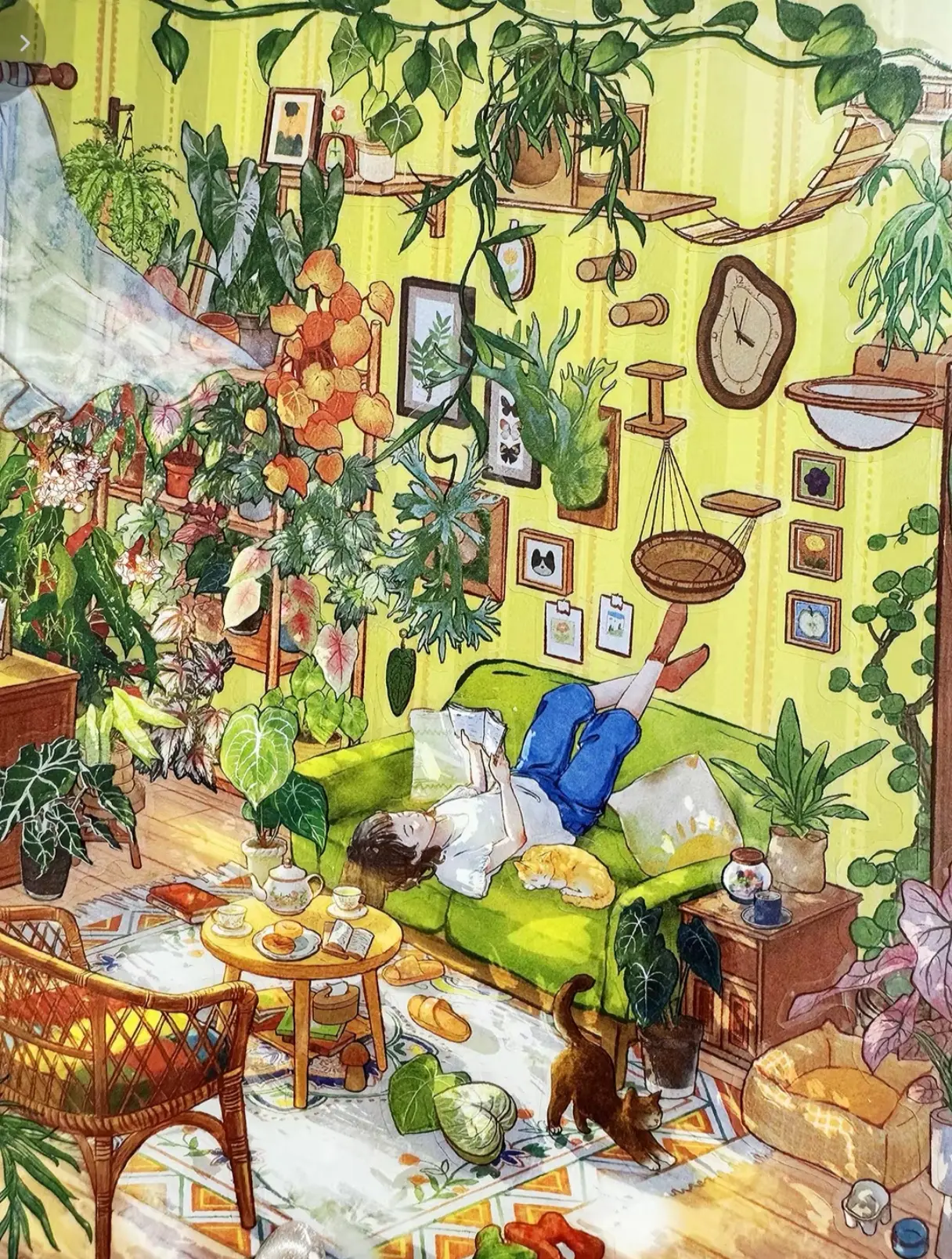 Kakawu Diorama Scene Stickers 29.0, Tranquil Time in the Forest Home, Healing Room Series, Cute Aesthetic Stress Relief Collage PET Sticker Materials for Junk Journal Scrapbooking  sticker book