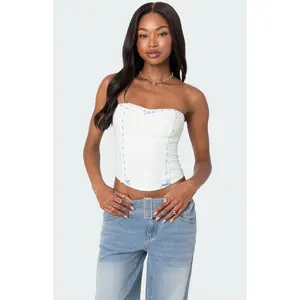 Edikted Women's Mist Lacey Ribbon Corset