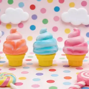Marbled Pastel Ice Cream Squishy Toy Soft Silicone Pocket Squeeze Fidget Toy for Kids Adults Novelty Gift
