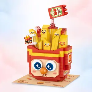 250pcs/set French Fries Design Building Block, Cute Home Decorative Ornament, Creative Miniature Food Building Block Toy For Kids