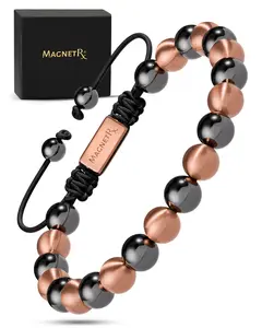 MagnetRX MAX Strength Magnetic Hematite & Copper Bracelet For Men & Women (Single Row)