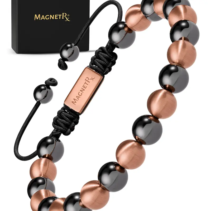 MagnetRX MAX Strength Copper&Hematite Magnetic Bracelet - Single Row, Magnetic Wellness Jewelry for Men & Women