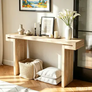 60in Rustic Farmhouse Console Table - Distressed Wood Finish Entryway Sofa Side Table for Living Room, Hallway, Home Decor