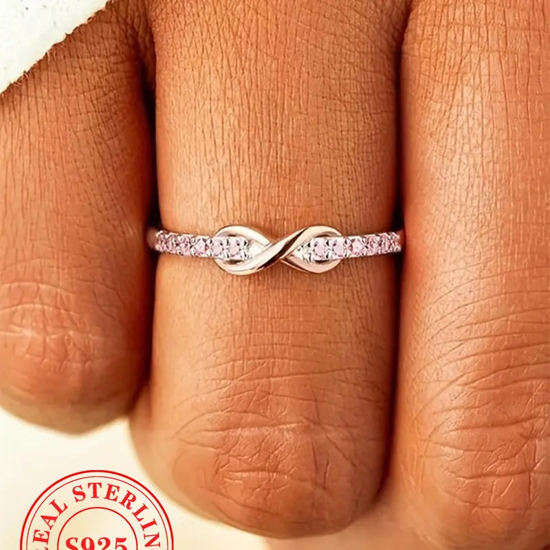 S925 Sterling Silver Fashion Infinity Symbol Design Promise Ring, Wedding Promise Rings, Wedding Promise Band, Pave Ring, Statement Rings, Unique Rings, Fashion Jewelry for Party, Daily Decor, Trendy All-match & Exquisite Jewelry for Birthday Gift