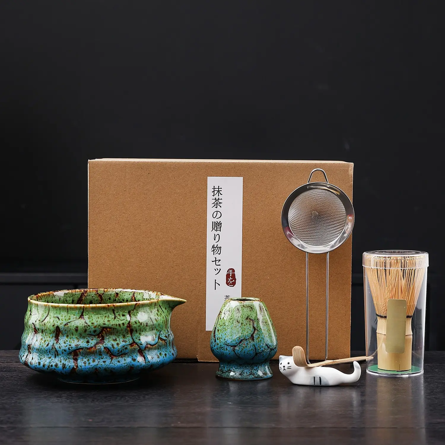 6-Piece Matcha Tool Set, Japanese Matcha Accessories, Handmade Matcha Bowl Spout and Bamboo Whisk for Beginners, Perfect Gift for Friends