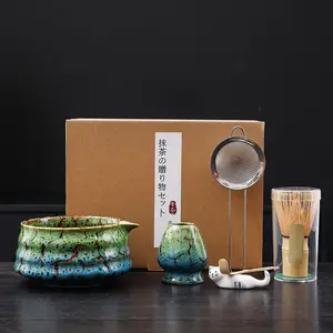 6-Piece Matcha Tool Set, Japanese Matcha Accessories, Handmade Matcha Bowl Spout and Bamboo Whisk for Beginners, Perfect Gift for Friends
