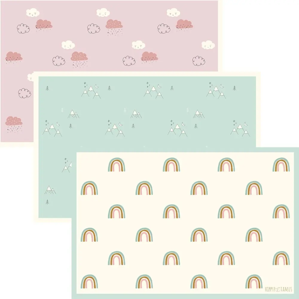 Disposable Plastic Rectangle Household Placemats - 45-Pack BPA-Free Extra Sticky Modern Print Portable Mats for Eating, Kids & Restaurant Use (Cream/Sage/Blush Pink), Household Placemat