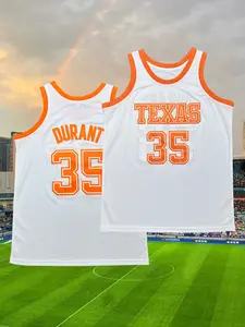 Boyfriend Style "TEXAS 35" Stitched Basketball Jersey, Embroidered Letter and Number Vest, Round Neck Breathable Basketball Uniform, Unisex Loose Fit Casual Sportswear
