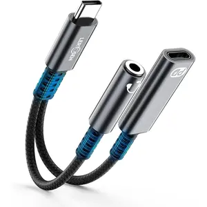USB C to 3.5mm Headphone and Charger Adapter, 2-in-1 Type C to Aux Jack Audio , PD 60W   Dongle Splitter Cord for  17/16/15 Pro Max, S25/S24/S23,iPad Pro,Pixel