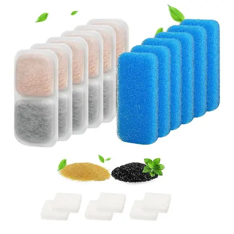 Cat Fountain Water Filter, 6/12 PCS/Set Cat Fountain Replacement Filter Element, Activated Carbon Ion Resin Multi-Layer Filtration System