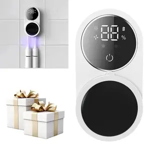 Portable Smart Toothbrush Sterilizer, 1 Count Rechargeable LED Smart Screen Toothbrush Storage Box, Wall Mounted Bathroom UV Toothbrush Holder