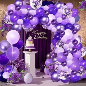 Purple Shades Balloons Garland Arch Kit-116Pcs 5"/10"/ 12" Dark Pastel Light Metallic Confetti Purple Balloons Arch Set for Wedding Birthday Baby Shower Graduation Party Decorations