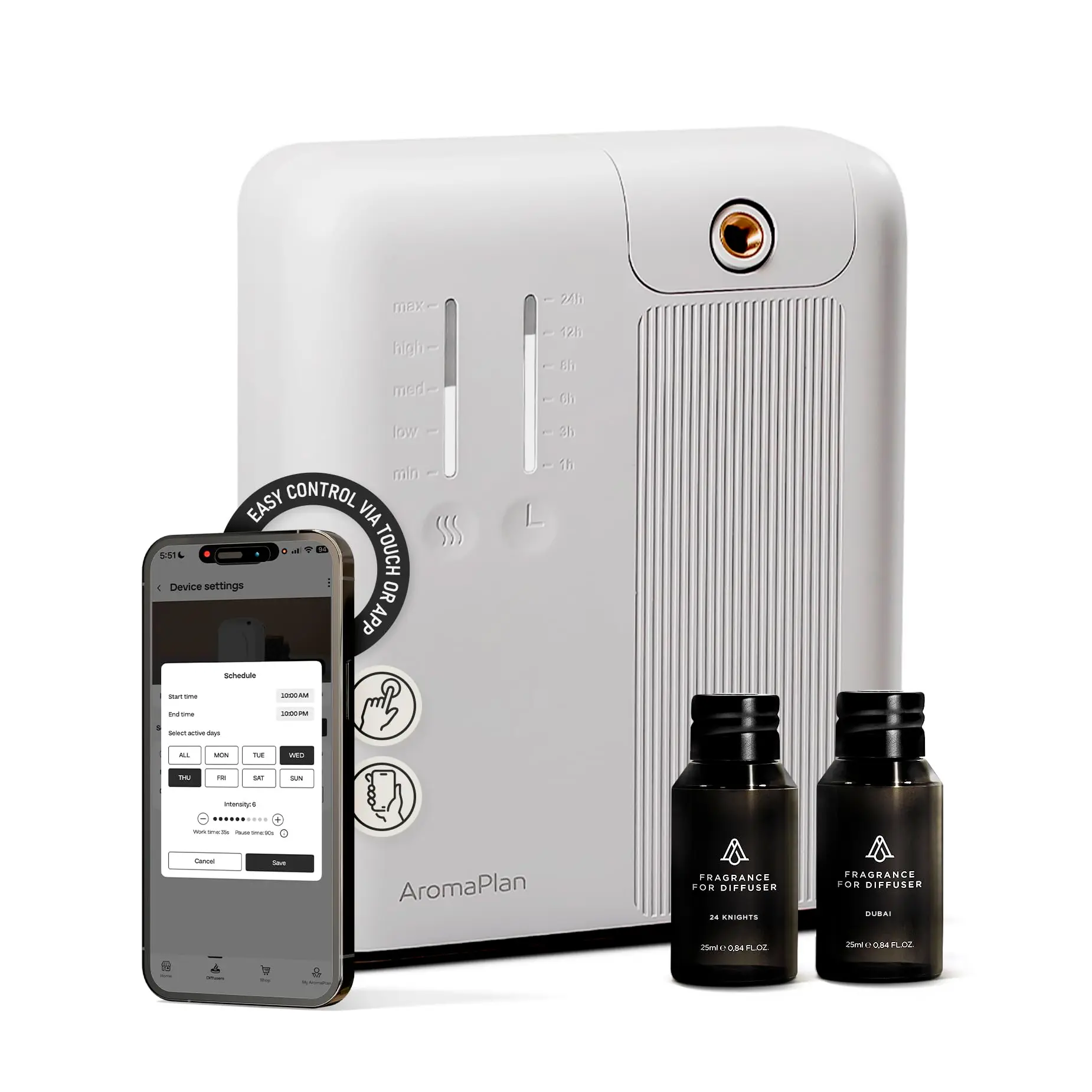 AromaPlan DAP Pro Aromatherapy Diffuser, White - Includes 2 Fragrances