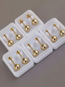 Stainless Steel Ball Stud Earrings Set, Hypoallergenic Durable Fashion Classic Style, Unisex Casual Jewelry, Fashionable Jewelry Accessories for All Seasons