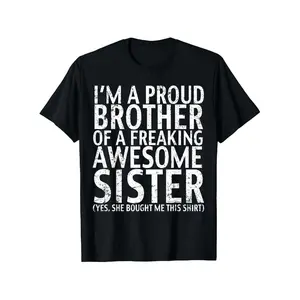 Proud Brothers and Awesome Sisters Family T-Shirt - Casual Crew Neck, a clothing gift designed to strengthen the bond between brothers and sisters