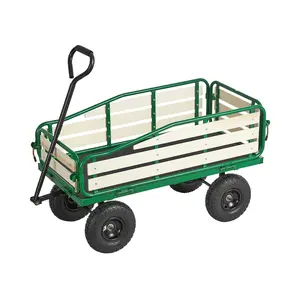 fathersdaygift VEVOR Pull-Along Wagon for Kids, 39 in Toddler Wagons with Foldable Wooden Panel Handle, Supports up to 551 lbs, 10 All-Terrain Tires, Utility Wagon Cart Birthday Present for Kids Gardening Beach