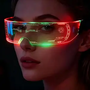 RGB LED Glasses, 7 Colors Sci-Fi Glow Atmosphere Light, Cyberpunk Style, Perfect for Weddings, Birthdays, Parties, Music Festivals, Cosplay, Raves