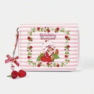 Cute Strawberry Shortcake Themed Wallet, Compact Card Holder with Coin Pocket for Teens