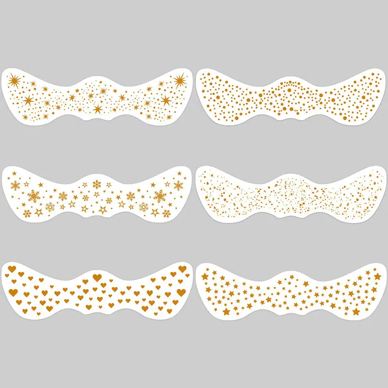 6 Pcs Glitter Freckle Holographic Stickers, Heart Shape Freckle Tattoo Flashing Stickers, Waterproof Temporary Tattoos