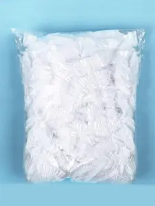 100pcs Thick Hair Treatment Cap, Transparent Strip Hair Mask Hat, Large Size Head Cover, One-Time Use, 9.45 Inch, Salon Quality
