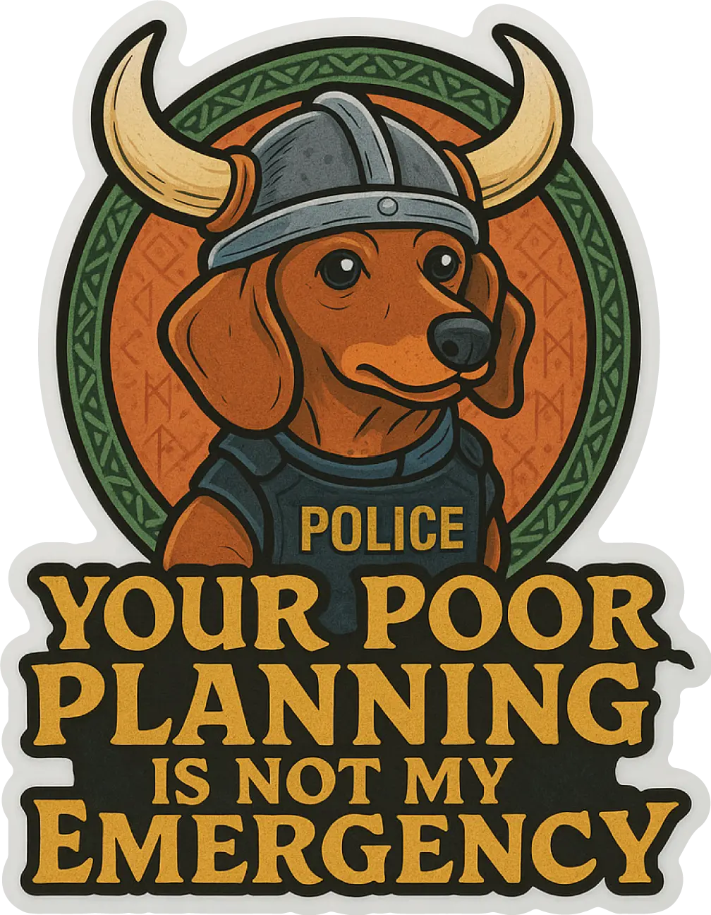 Police Shift Sticker Pack - 7-Piece Collection with Heimdall Shield & Poor Planning Sticker for Officers - Durable Vinyl Stickers for Water Bottles & Lockers