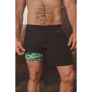 The Water Break | Shinesty Black and Green Neon Ball Hammock® 5 Inch Athletic Shorts