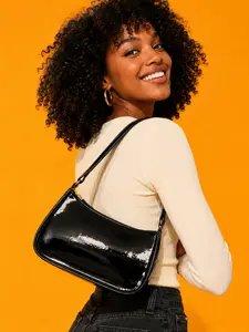 Retro Patent Leather Shoulder Bag for Women Vintage Baguette Purse Glossy Underarm Handbag Fashion Daily Commuter Bag Lightweight Waterproof Tote Alternative Christmas Gift Birthday Gift Halloween Gift for Mom Wife Girlfriend