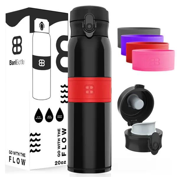BariBottle 20oz Insulated Water Bottle – Low-Flow Stainless Steel Double-Wall Leak-Resistant Travel Tumbler