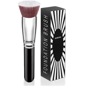 Ladora foundation brush for liquid makeup-kabuki face brush for cream, powder, blush, and concealer-flat top blending, buffing, stippling brush