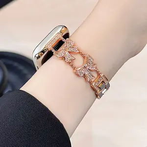 Casing Bee Diamond Bowknot Rose Gold Watch Band for Smart Watch, Bracelet Wristband Compatible with Smart Watch Series Wearable Luxury