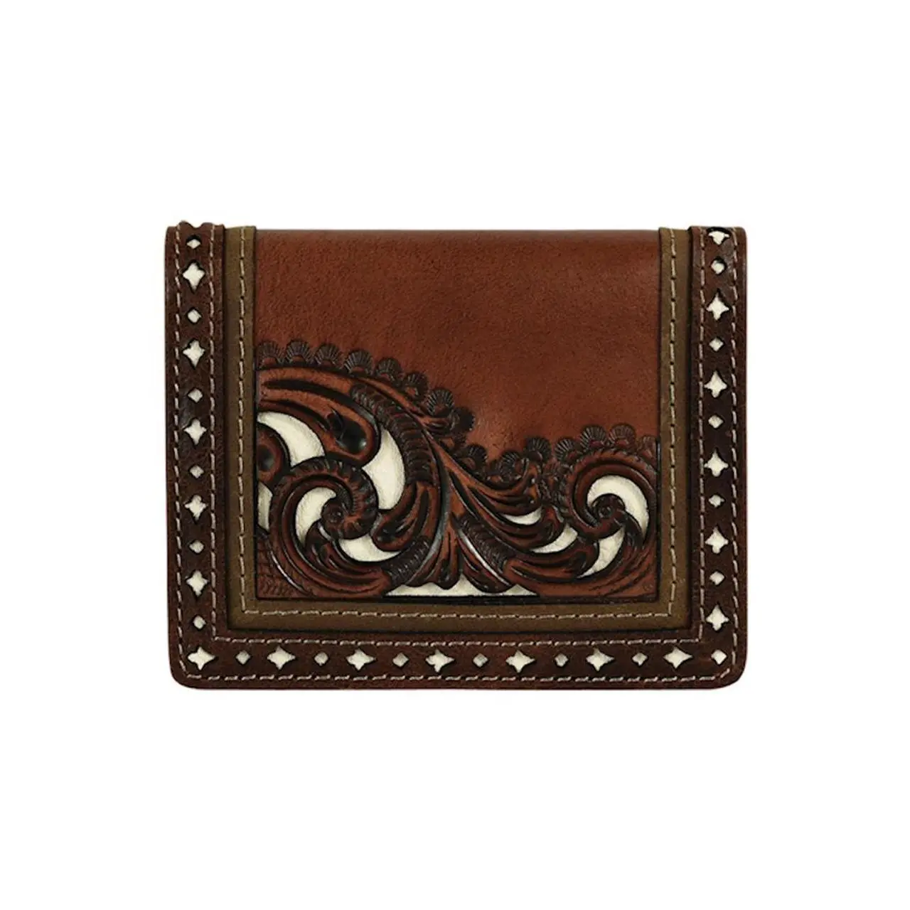 Justin Wallets Men's Bi-fold Tooled Brown Money Clip - 2122783W1
