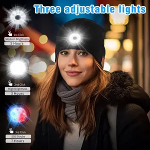LED Luminous Lighting Music Earphone Cap Outdoor Night Running Headlight Hat, Sports Accessory for Athletes & Runners