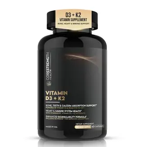 Vitamin D3 5000 IU with Vitamin K2 MK7 | Supports Calcium Absorption & Bone Health | Immune Support* | High Potency D3 + K2 Formula | 60 Capsules  | CoreStrength Health