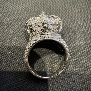 US LC | Silver-Tone Pave Zircon Crown Statement Ring QH-R0012-SMS