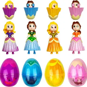 4 Pack Jumbo Princess Deformation Eggs Prefilled Easter Eggs with Toys Inside for Kids Girls Boys Easter Gifts Easter Basket Stuffers