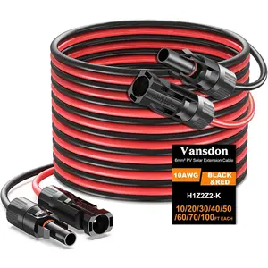 2x30 Feet Solar Panel Extension Cable- 10AWG Solar Cable Solar Panel Cable with Female and Male Waterproof Connectors for RV, Photovoltaic Systems