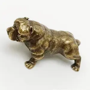 Pure Copper French bulldog Statue Vintage Brass Figurines Desktop Feng Shui Ornament Miniatures Antique Tea Pet Crafts Gifts