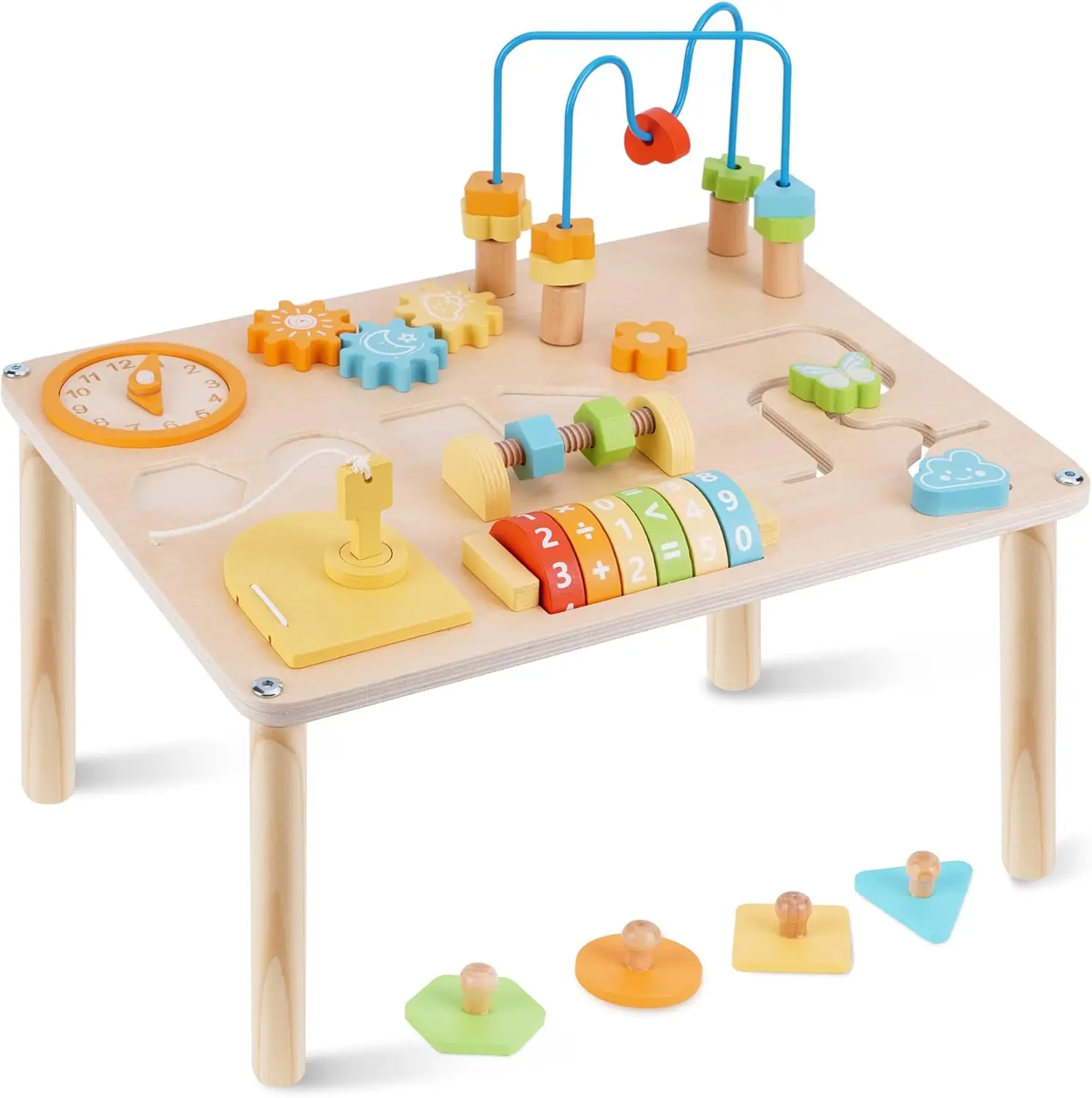 ATOYUS Activity Table for 1 2 3 Year Old, 8 in 1 Wooden Montessori Toys for Toddlers 1-3, Kids Sensory Game Play Table, 1st Christmas Birthday Boys Girls Gifts for 12 Months+ Baby