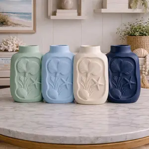 Viral Coastal Aesthetic Vase  | Seaside Shell Vase (Beach House Decor + Ocean Inspired Home Accent)