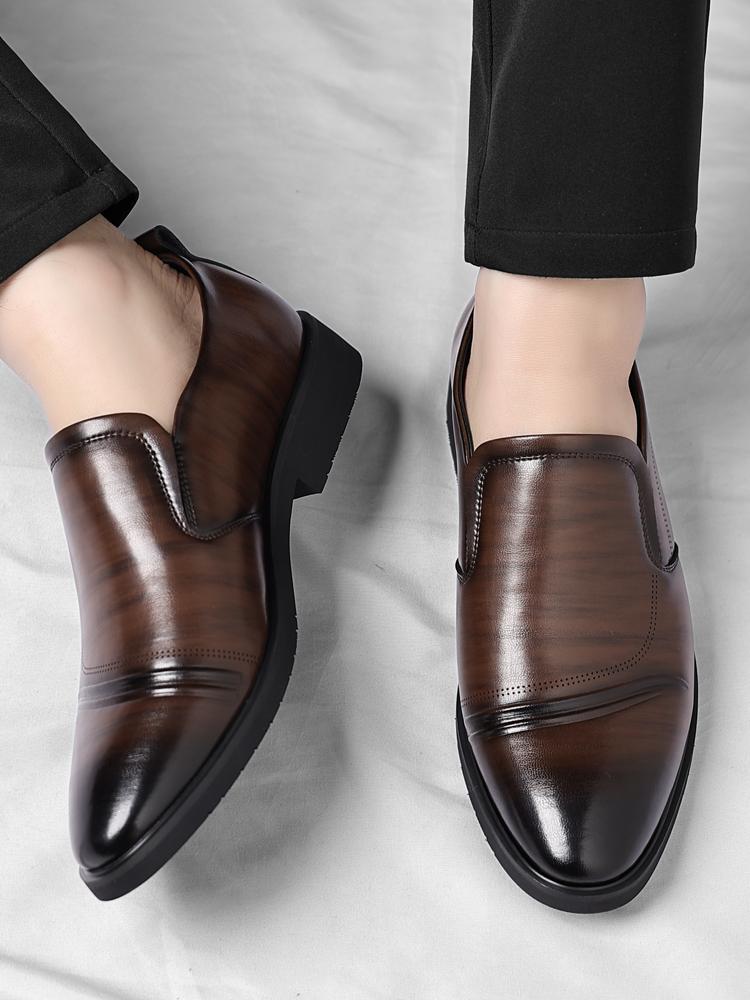 Men’s Classic Faux Leather Slip-On Ankle Dress Loafers - Business Formal Office Footwear with Rubber Sole, Wedge Design, Father’s Day Gift Option, US 10.5 (CN 45, 27.5cm Length)