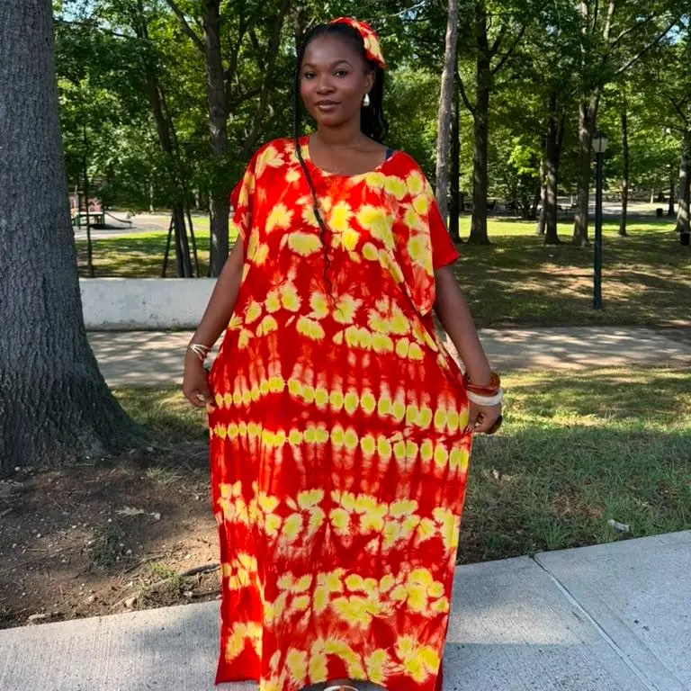 Handmade dempe bobou  Kaftan Dress with Scraf