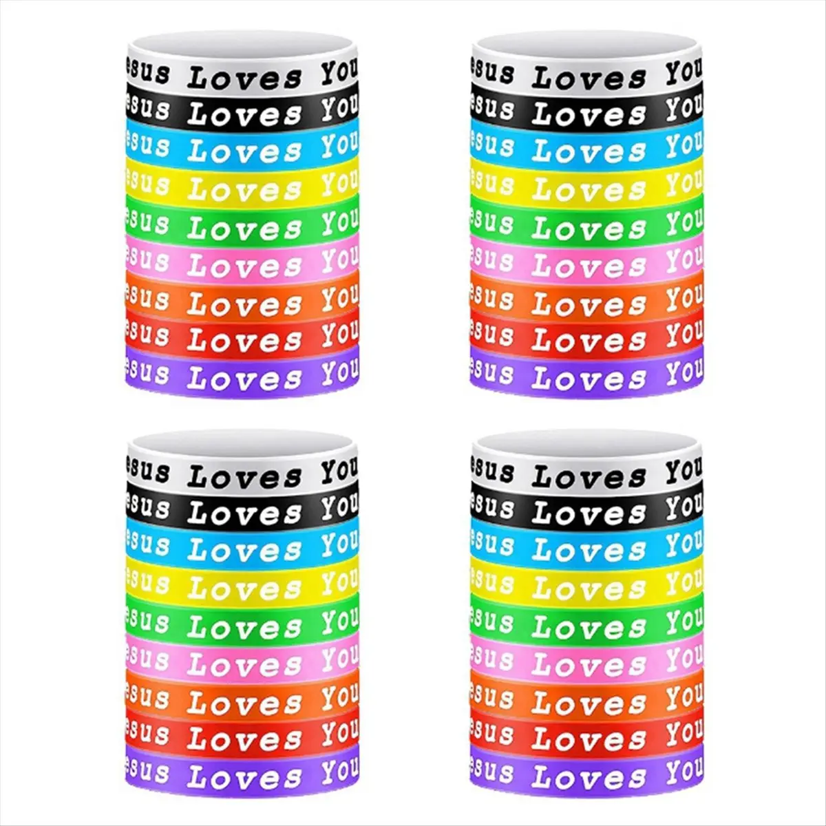 36Pcs Eco-Friendly Christian Silicone Wristbands, Faith Wearables with "Jesus Loves You" Design, Church/Gift Supplies for Adults/Youth