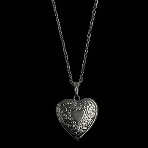 Silver Medium Heart Locket Necklace