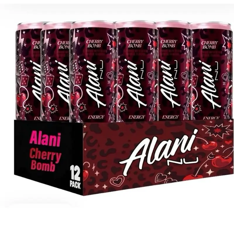 Alani Cherry Bomb Energy Drink Snack, 12-Pack of 12oz Cans