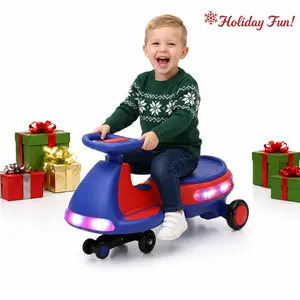 2-in-1 Rechargeable Light-Up Electric Wiggle Car with Pedal, 2 Motors, Anti-Rollover Design, Flashing Wheels, Bluetooth, Body Light, High Speed Ride-On Toy for Ages 3+