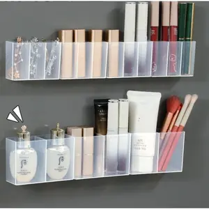 Wall Mounted 3Grids Organizer Mirror Cabinet Self-adhesive Small Objects Storage Box Eyebrow Pencil Lipstick Lip Glaze Organizer Makeup Organizer Box